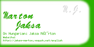 marton jaksa business card